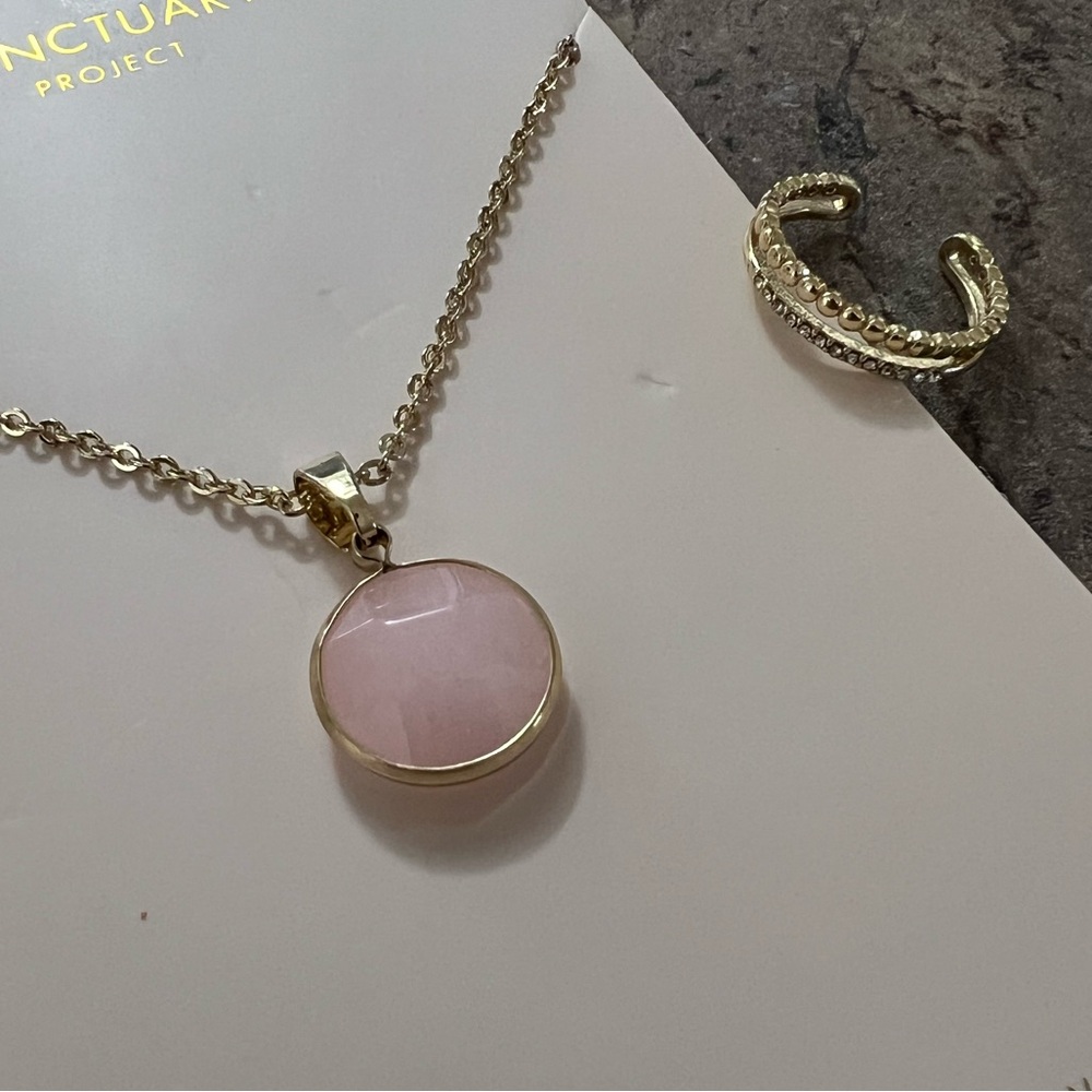 Gold and Pink Necklace and Ring